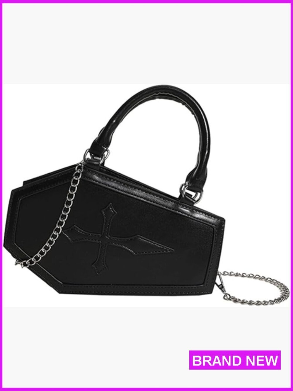 Black Coffin Crossbody Bag Novelty Halloween Satchel Top Handle Shoulder Bag